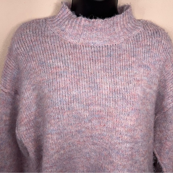 Large Jessica Simpson Pink Fuzzy Knit Cropped Sweater Long Sleeve Comfortable - Picture 6 of 13
